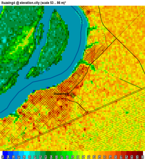 Ituzaingó elevation map