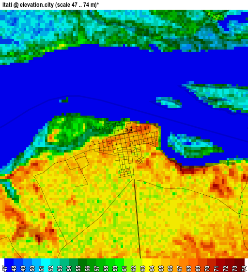 Itatí elevation map