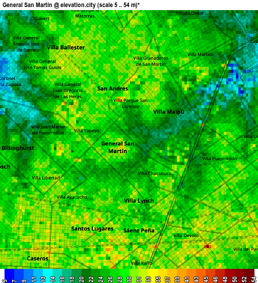 General San Martín elevation map