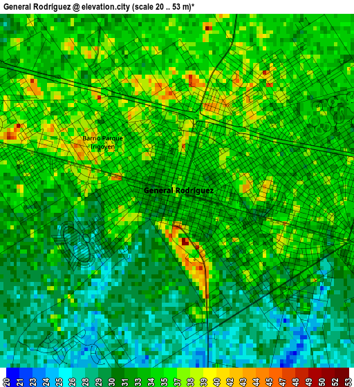 General Rodríguez elevation map