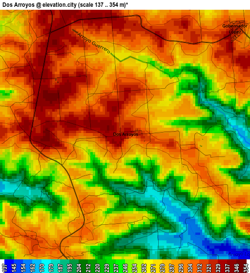 Dos Arroyos elevation map