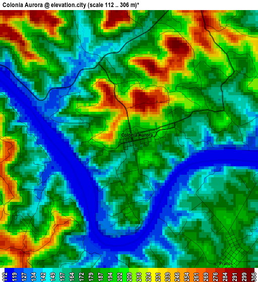 Colonia Aurora elevation map