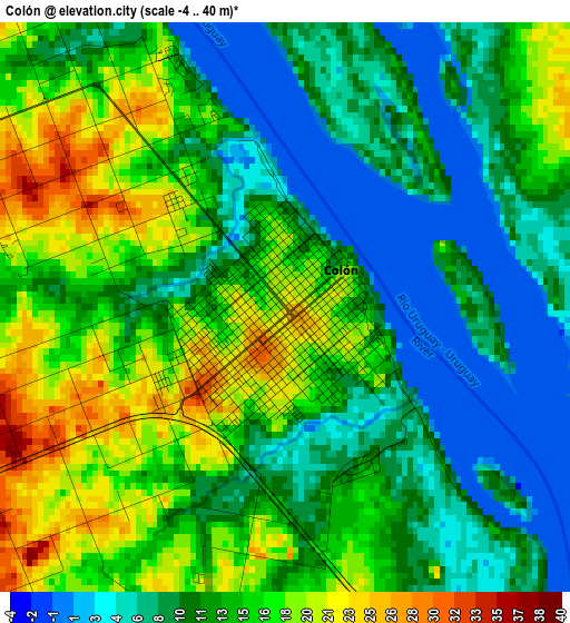 Colón elevation map