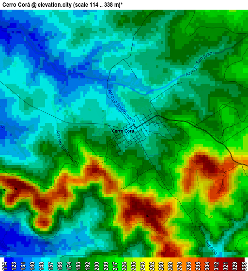 Cerro Corá elevation map