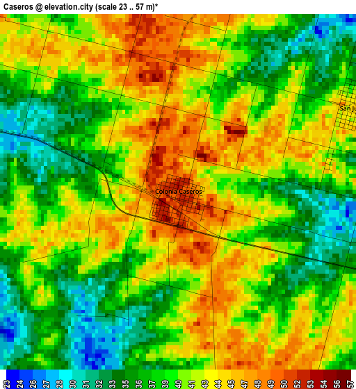 Caseros elevation map