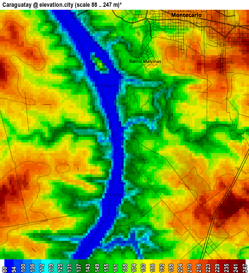 Caraguatay elevation map