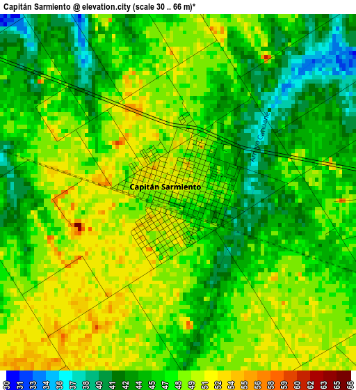 Capitán Sarmiento elevation map