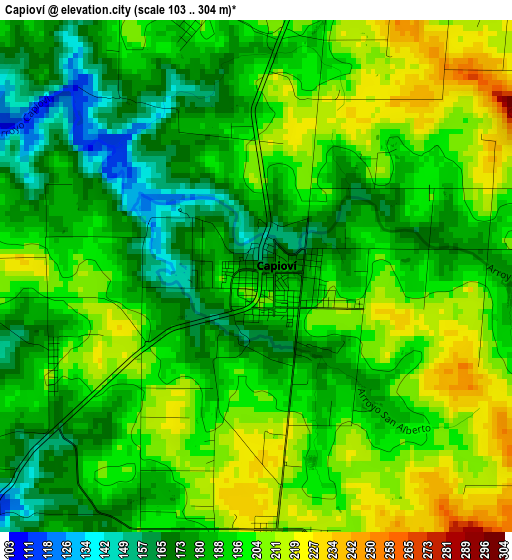 Capioví elevation map