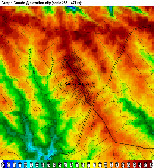Campo Grande elevation map