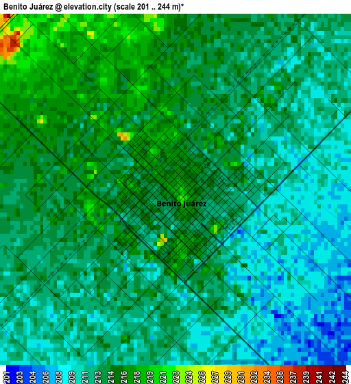 Benito Juárez elevation map