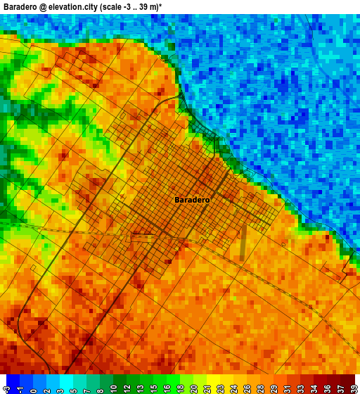 Baradero elevation map