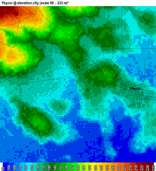 Ybycuí elevation map