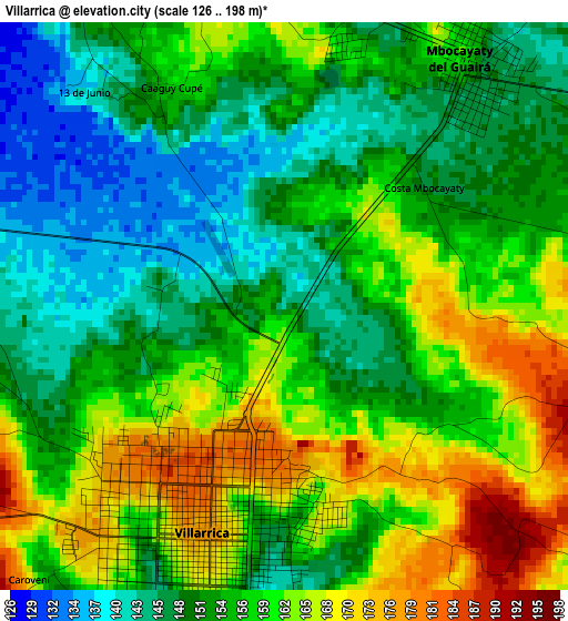 Villarrica elevation map