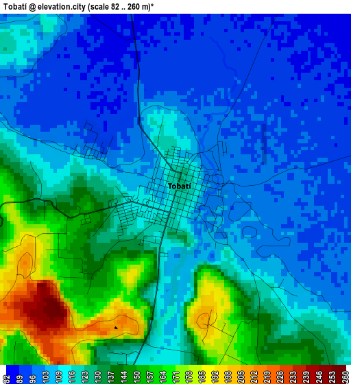 Tobatí elevation map