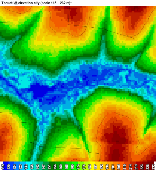 Tacuatí elevation map