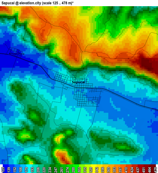 Sapucaí elevation map