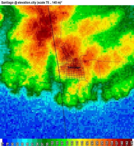 Santiago elevation map