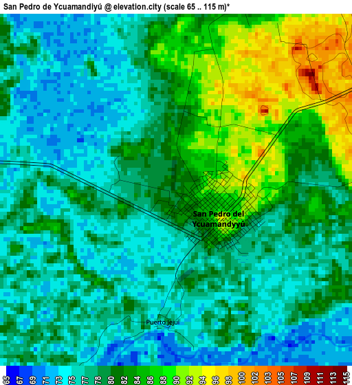 San Pedro de Ycuamandiyú elevation map