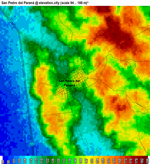 San Pedro del Paraná elevation map