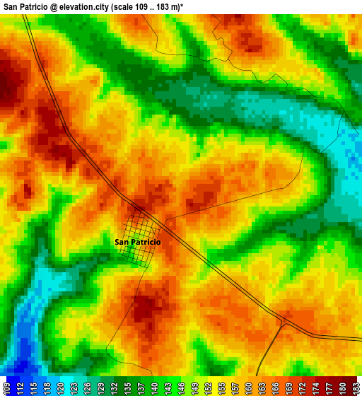 San Patricio elevation map