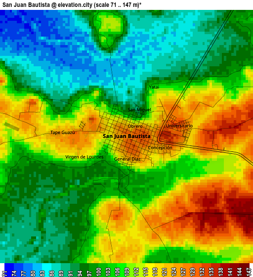 San Juan Bautista elevation map