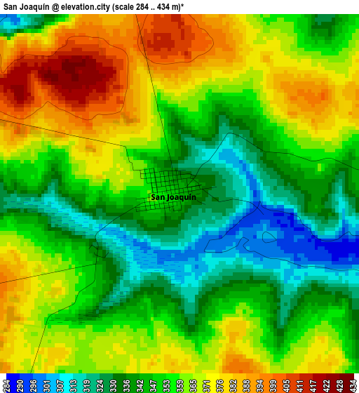 San Joaquín elevation map