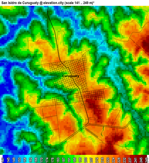 San Isidro de Curuguaty elevation map