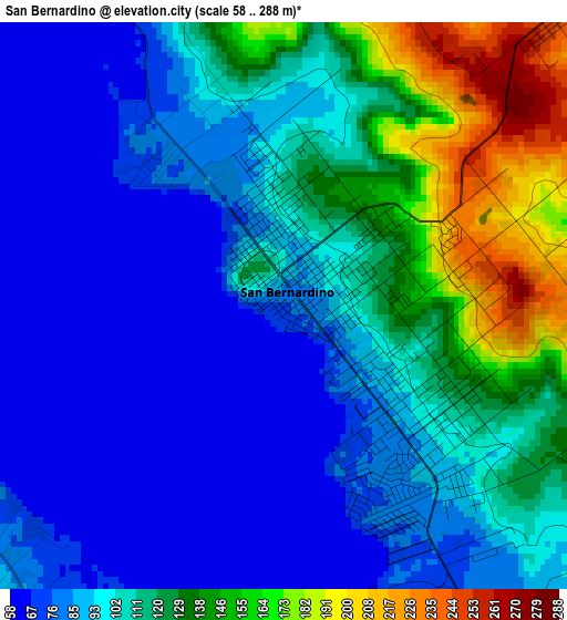 San Bernardino elevation map