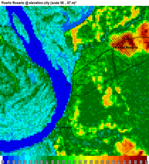 Puerto Rosario elevation map