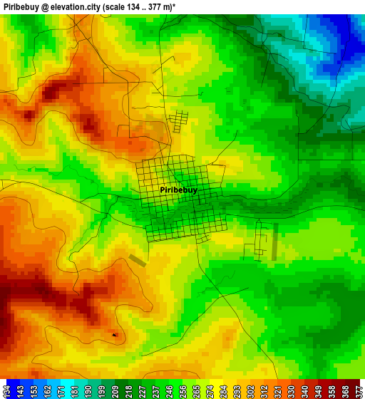 Piribebuy elevation map