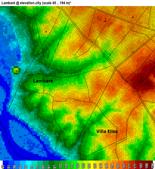 Lambaré elevation map