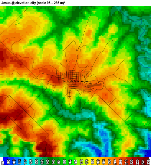 Jesús elevation map