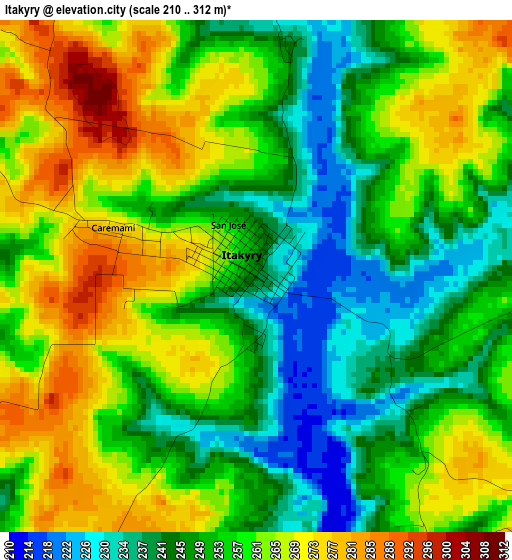 Itakyry elevation map