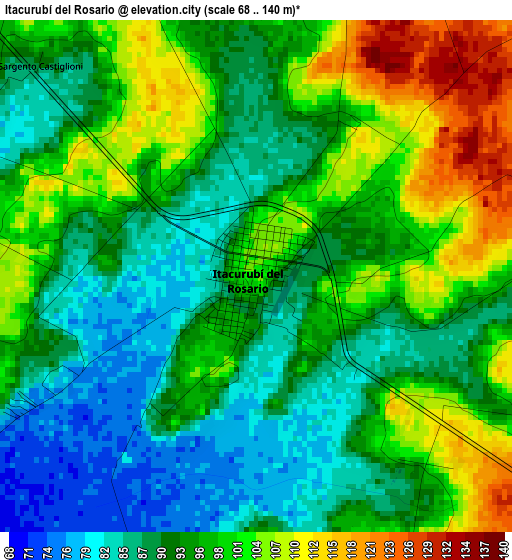 Itacurubí del Rosario elevation map