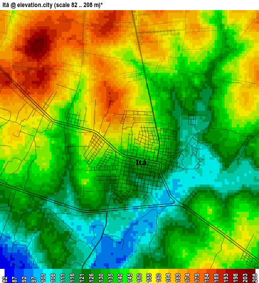 Itá elevation map