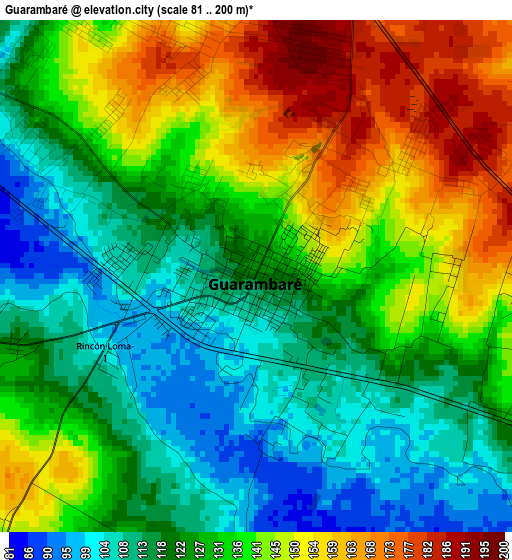 Guarambaré elevation map