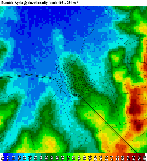 Eusebio Ayala elevation map