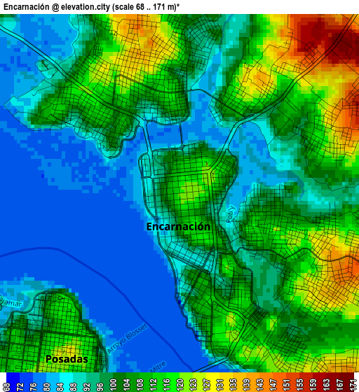 Encarnación elevation map