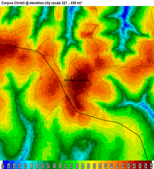 Corpus Christi elevation map