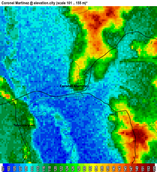 Coronel Martínez elevation map