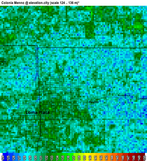 Colonia Menno elevation map