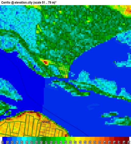 Cerrito elevation map