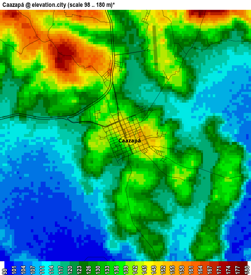 Caazapá elevation map