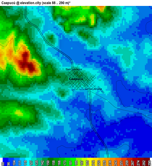 Caapucú elevation map