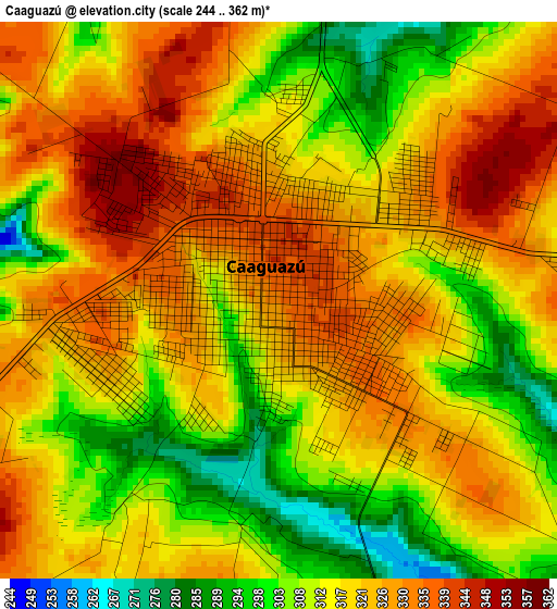 Caaguazú elevation map