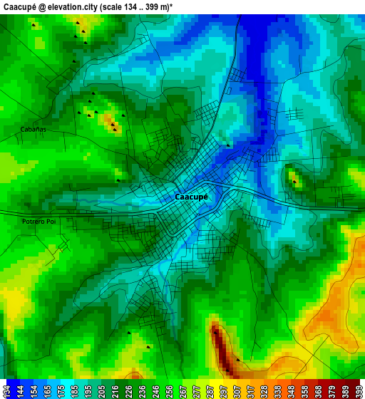 Caacupé elevation map