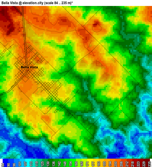 Bella Vista elevation map