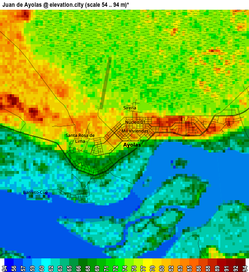 Juan de Ayolas elevation map