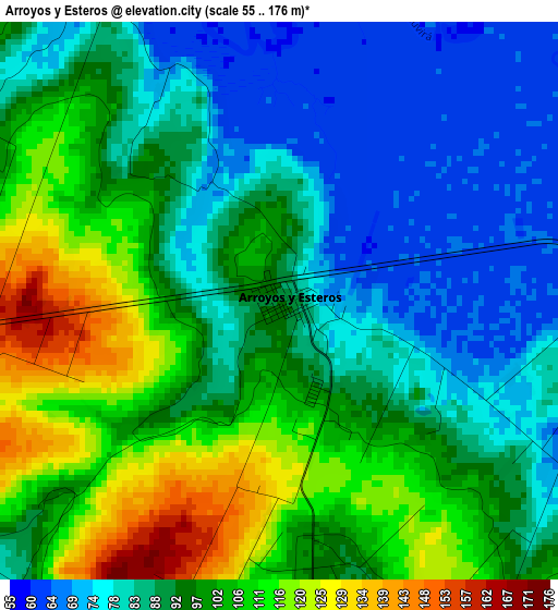 Arroyos y Esteros elevation map