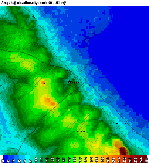 Areguá elevation map